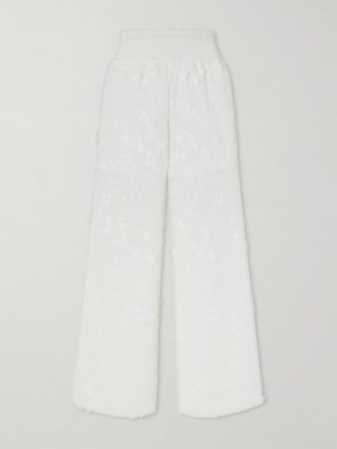 LORETTA CAPONI Speranza Embroidered Fil-coupé Cotton Straight-leg Pants