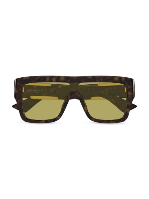 Bottega Veneta Women's Dash Ribbon 99MM Shield Sunglasses - Brown Green