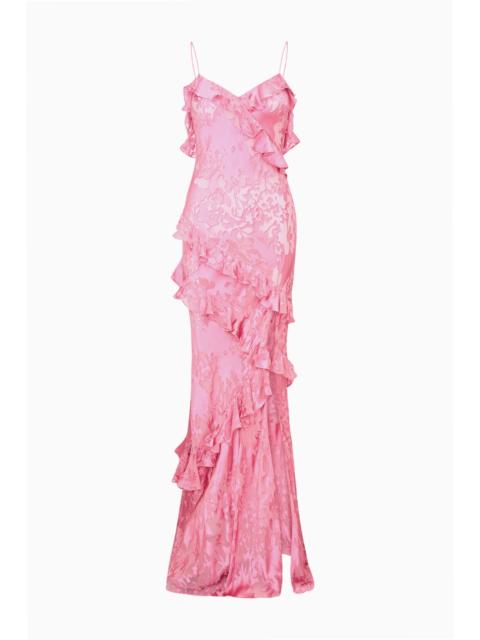 LoveShackFancy Dean Silk-Blend Ruffle Maxi Dress