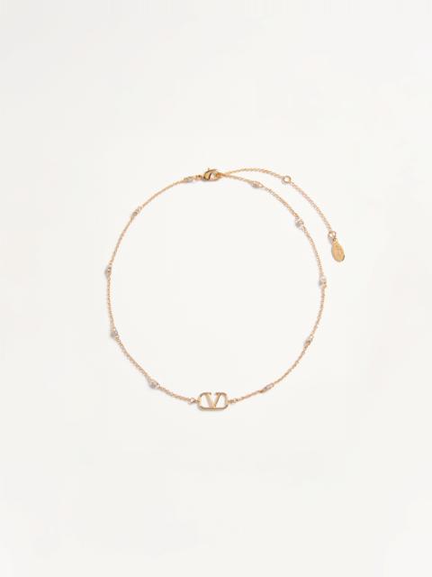 Valentino MINI VLOGO SIGNATURE NECKLACE IN METAL AND SWAROVSKI® CRYSTALS