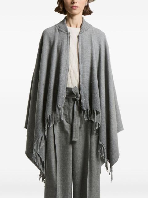 PESERICO fringe zip-up cape