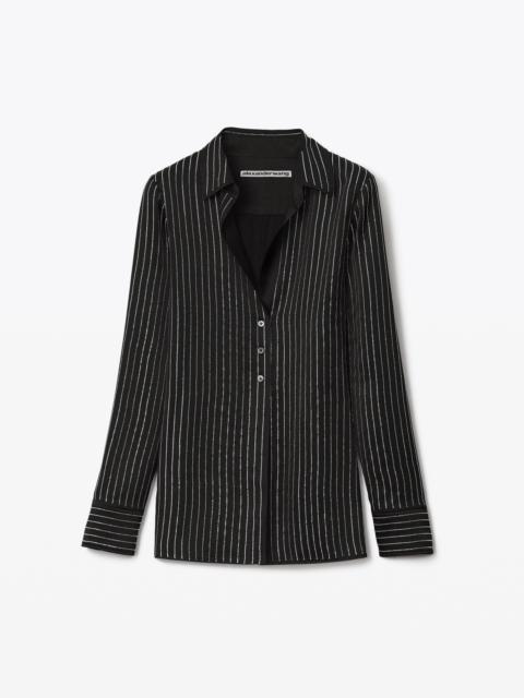 CRYSTAL STRIPE SLIM SHIRT IN SILK