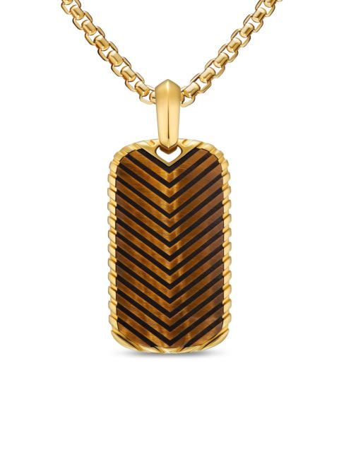 DAVID YURMAN Men's Chevron Tag in 18K Yellow Gold - Tigers Eye