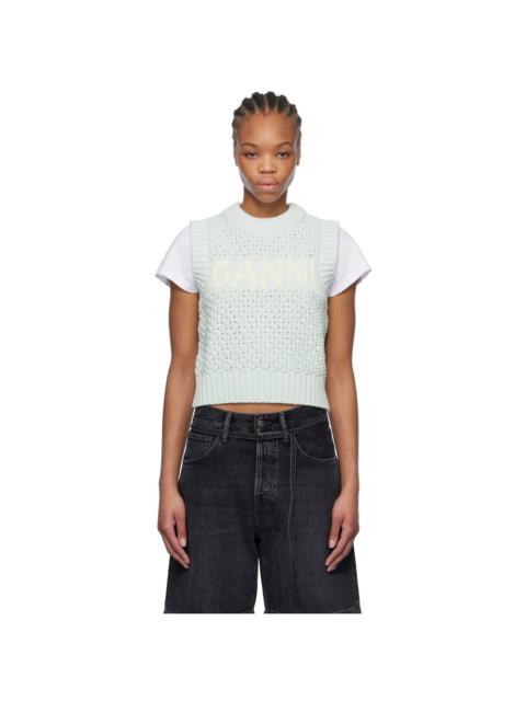 GANNI Pastel light blue cotton blend vest | gebnegozionline