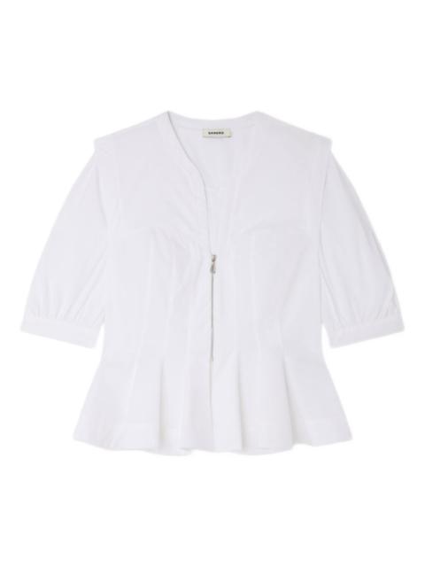 Sandro zip-up peplum shirt