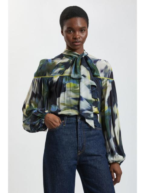 KAREN MILLEN Viscose Floral Print Woven Tie Neck Blouse