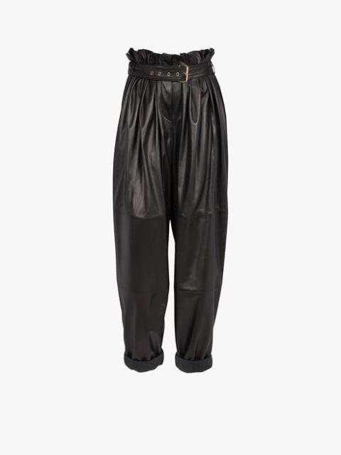 Balmain Boyfriend cut black leather pants