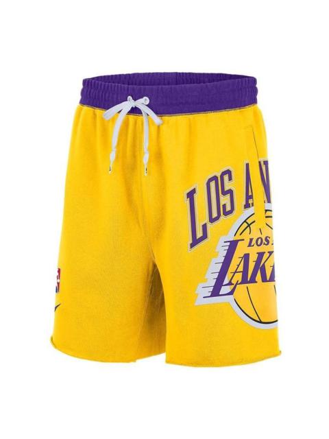 Nike Nike Lakers Colorblock Alphabet team logo Knit Breathable Athleisure Casual Sports Shorts Yellow DB1