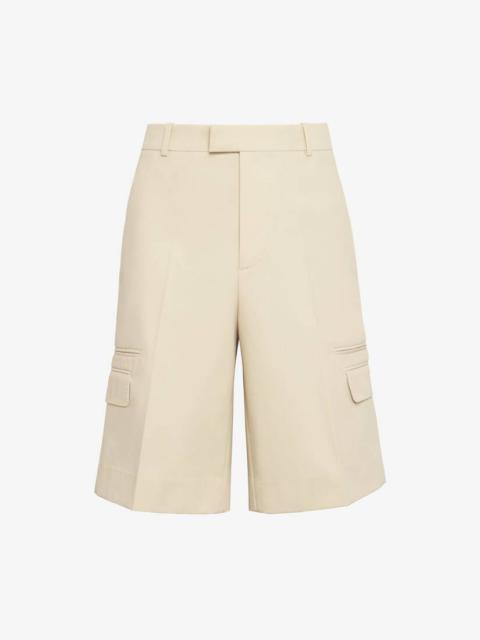 Men's Double Pocket Tailored Shorts in Pale Beige