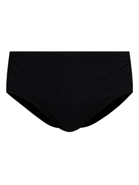 Balmain geometric-pattern swim trunks