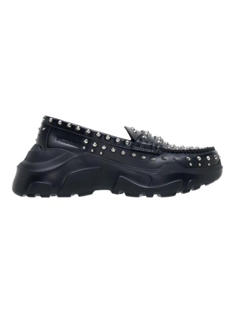 We11done Black White Womens Contrast Flat Shoes