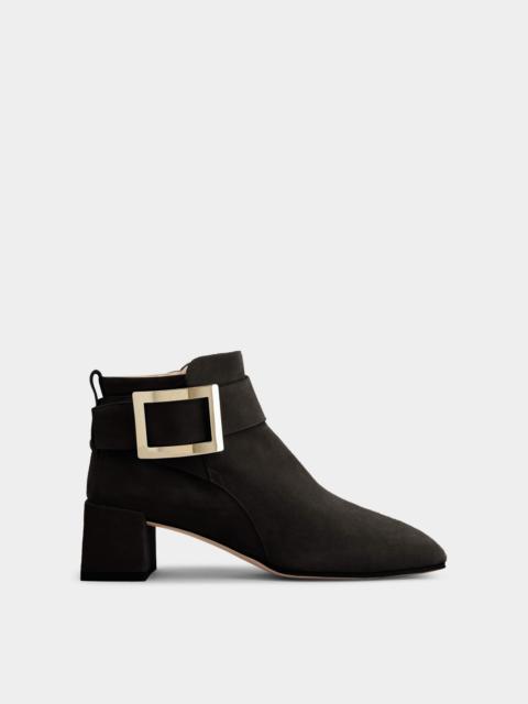 Roger Vivier So Vivier Metal Buckle Ankle Boots in Suede