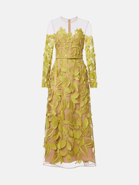 ELIE SAAB Embroidered silk-blend midi dress
