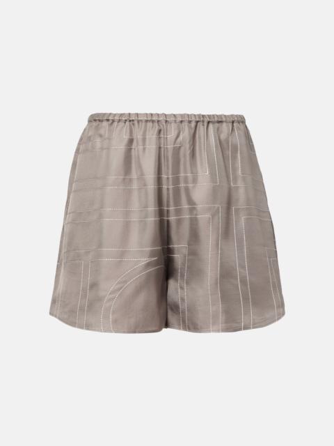 TOTEME Logo silk twill shorts