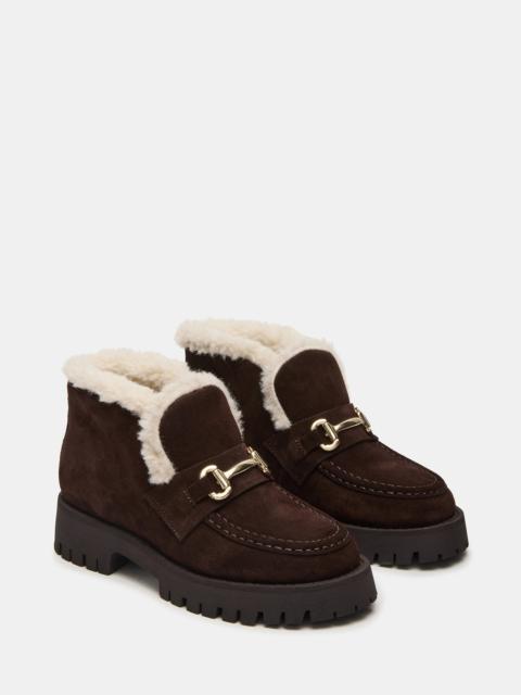 STEVE MADDEN LEON FAUX FUR CHOCOLATE BROWN SUEDE
