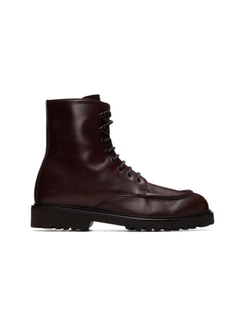 Common Projects Burgundy Buffed Leather Lace-Up Boots