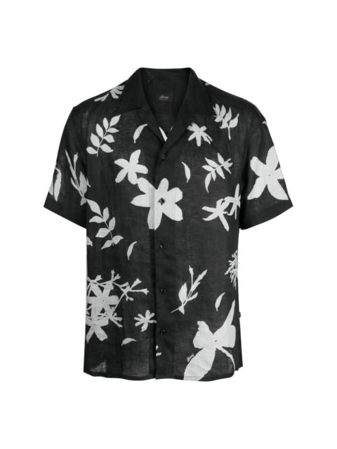 Brioni leaf-print linen shirt