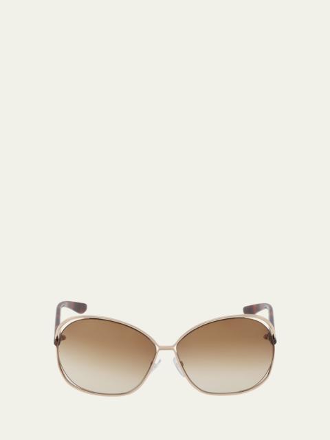 TOM FORD Cut-Out Metal & Acetate Round Sunglasses