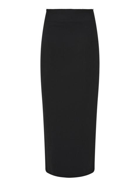 Raw Edge Column Maxi Skirt black