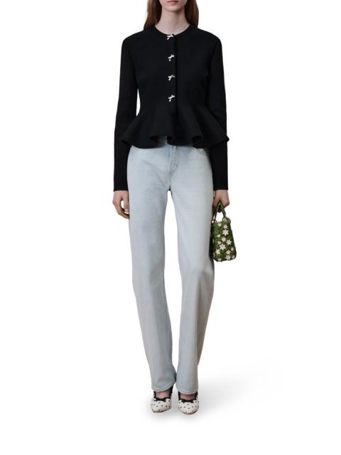 Dior BLACK VIRGIN WOOL-BLEND KNIT PEPLUM JACKET