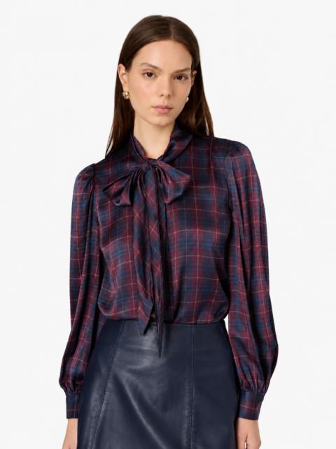 CAMI NYC REMA CHARMEUSE TOP PLUM PLAID