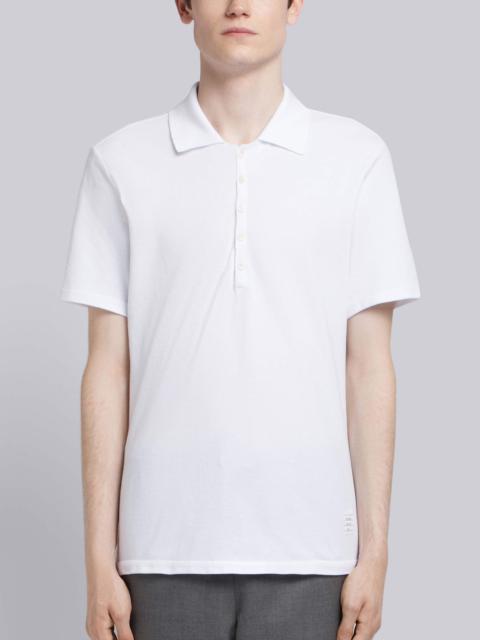 Thom Browne White Cotton Pique Center Back Stripe Relaxed Fit Polo