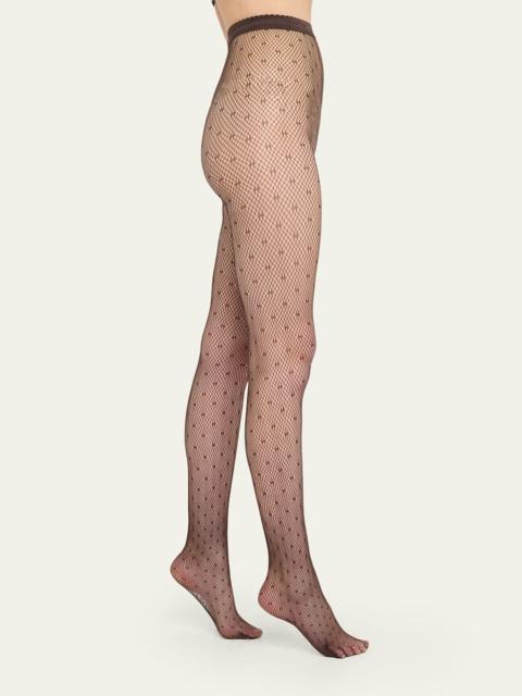 Wolford Dotted Net Polka Dot Mesh Tights