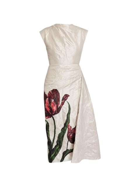 Erdem short sleeve floral print midi dress