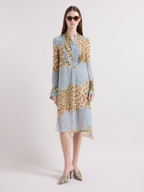 NINA RICCI Leopard and Polka Dots Shirt Dress