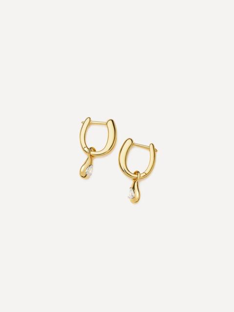 MISSOMA 18ct Gold Vermeil Molten Teardrop Diamond Charm Hoop Earrings