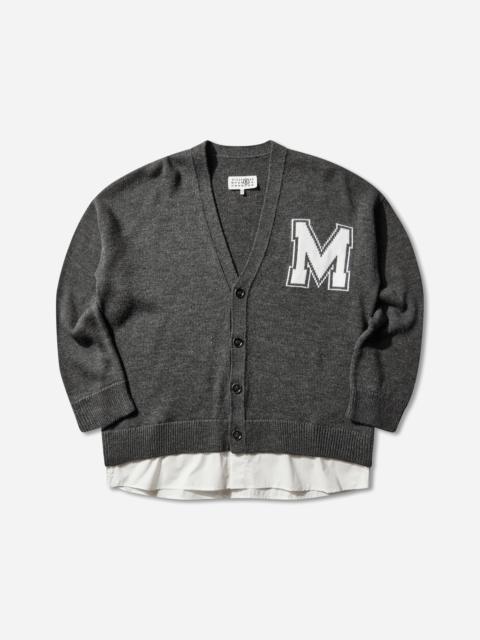 MM6 Maison Margiela Men's Two-in-One Knit Cardigan Dark Grey Melange