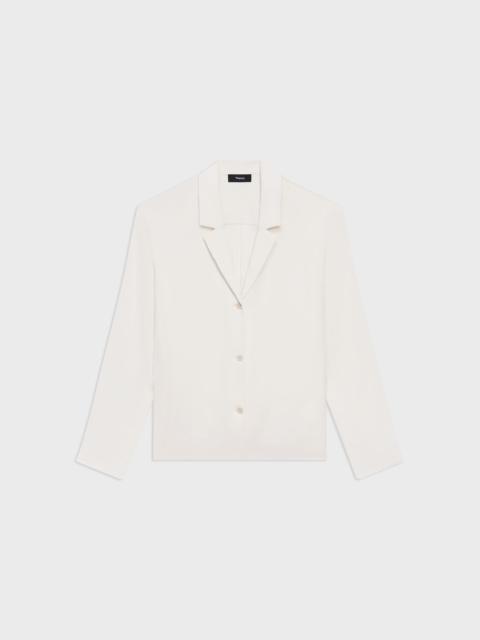 Theory Notched Lapel Blouse in Silk Georgette