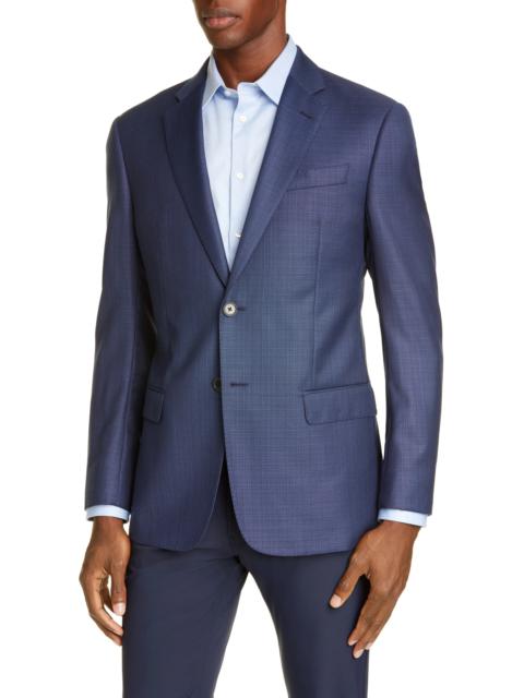 EMPORIO ARMANI Blue Screen Trim Fit Wool Sport Coat