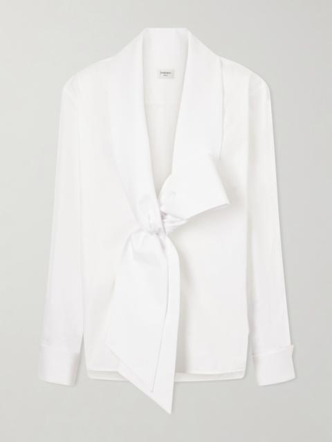 SAINT LAURENT Scarf-detailed Cotton-poplin Shirt