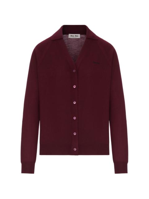 Miu Miu Miu Miu Logo-embroidered Wool Cardigan