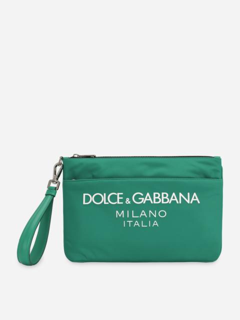 Dolce & Gabbana Nylon pouch with rubberized logo