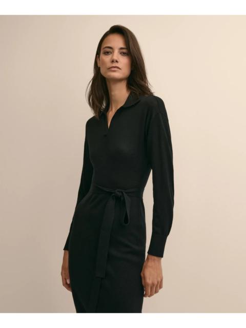 Brooks Brothers Merino Wool Belted Dolman-Sleeve Dress