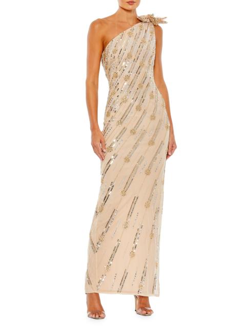 MAC DUGGAL Women's Embellished One-Shoulder Column Gown - Gold