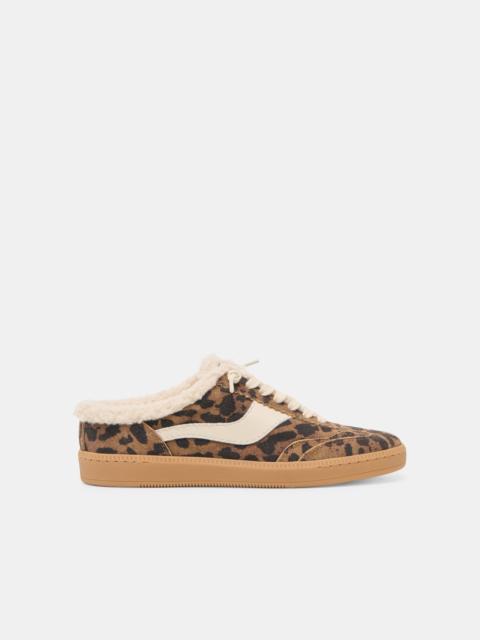 dolce vita NOTICE SLIDE PLUSH SNEAKERS BROWN LEOPARD PRINTED SUEDE