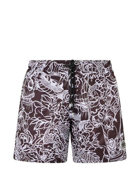 PHILIPP PLEIN dragon skull-print swim shorts