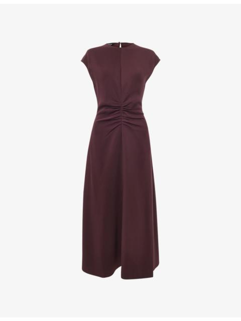 WHISTLES Gathered Flared-Skirt Stretch-Woven Midi Dress
