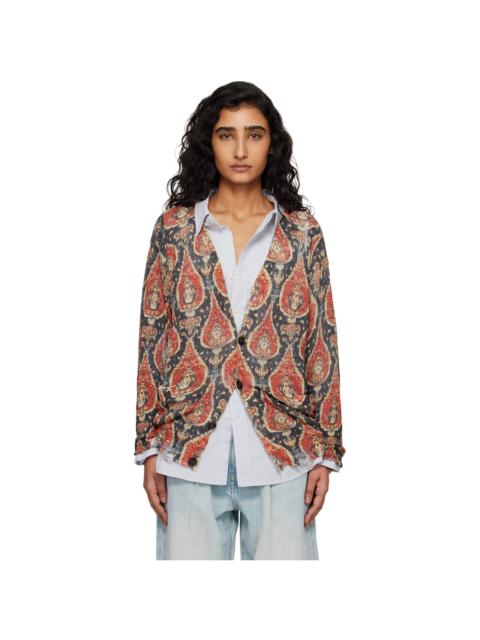 R13 Red Printed Boyfriend Cardigan