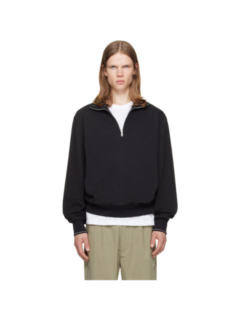 BOSS Black Zipper Neck Structured Cotton Sweatshirt