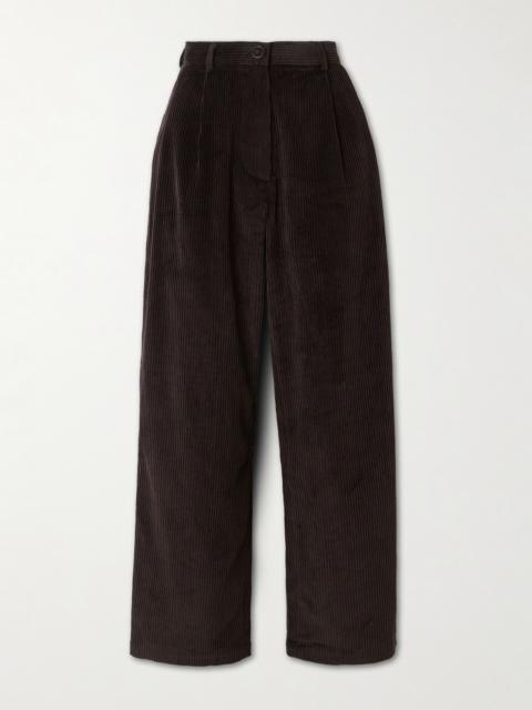 The Frankie Shop Norstrand Pleated Cotton-corduroy Straight-leg Pants