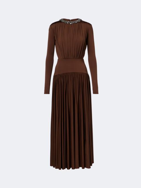 ROLAND MOURET Embellished gathered jersey maxi dress