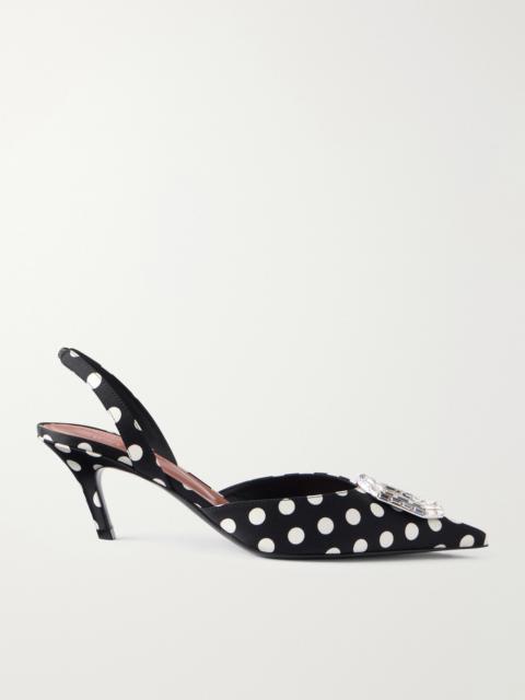 Amina Muaddi Camelia 60 Polka-dot Velvet Slingback Sandals