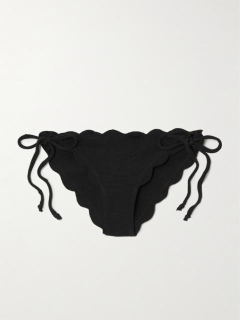 MARYSIA Mott Scalloped Recycled-seersucker Bikini Briefs