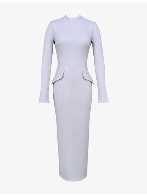 House of CB Marie-Louise turtleneck stretch-woven maxi dress