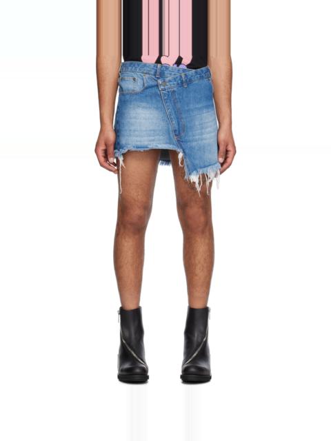 EGONLAB Blue Wrap Denim Miniskirt | REVERSIBLE