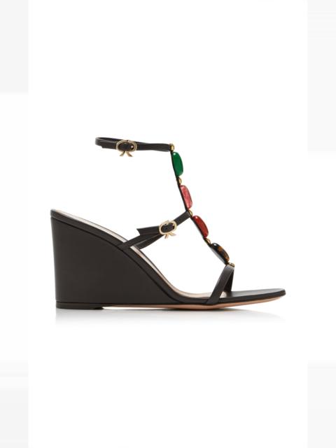 Gianvito Rossi Beaded Leather Sandals brown